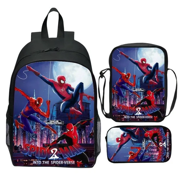 Set of school backpack for children with motifs of the popular Spiderman: Cross parallel worlds