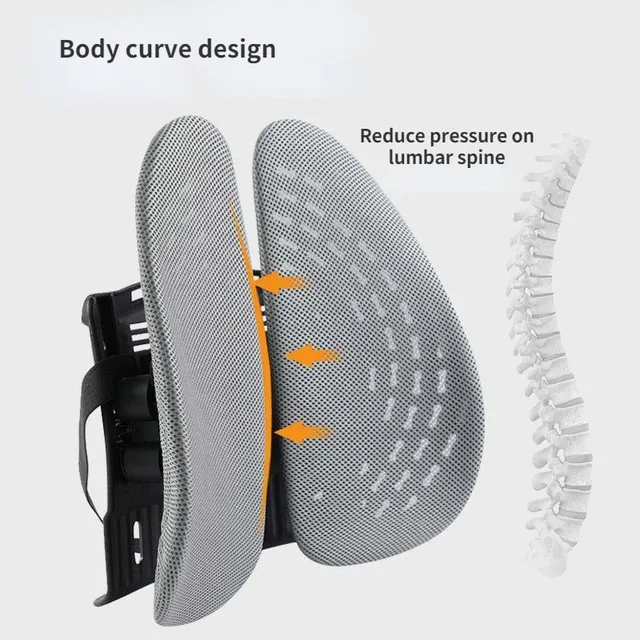 Zádová opěrka pro kancelářskou židli Pohodlný bederní polštář do auta Nastavitelná ergonomická vyvážená pevnost pro úlevu od bolesti zad