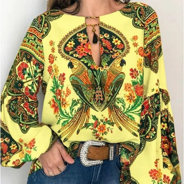 Women's Boho blouse with print and balloon sleeves Samantha y 5xl