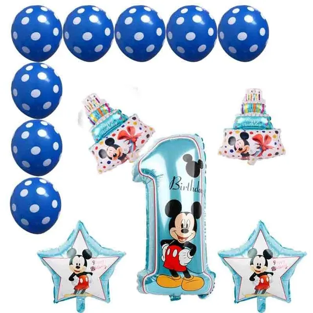Set balónikov Mickey & Minnie k prvým narodeninám 12 k