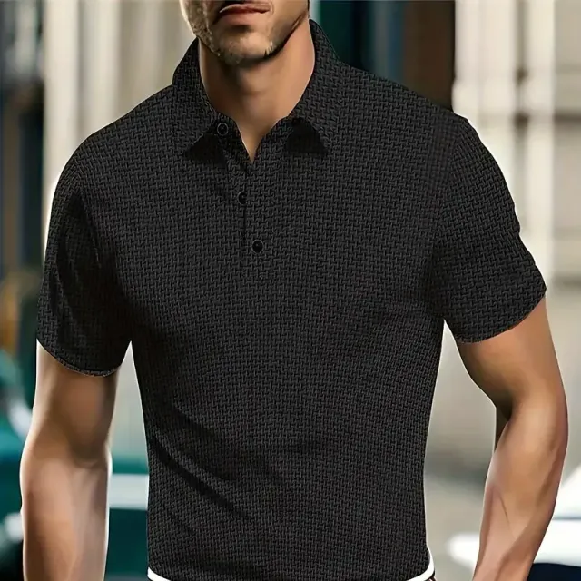 Men's Polo T-shirt, breathable, comfortable, with short sleeve and half buttoning, slim cut - summer and outdoor sports