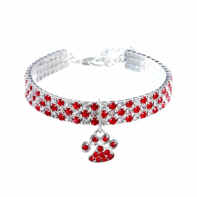 Beautiful crystal collar for cats with paw-shaped pendant