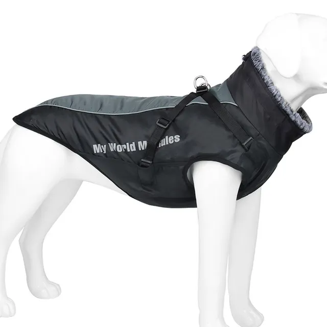 Winter waterproof suit for large dogs with reflective elements