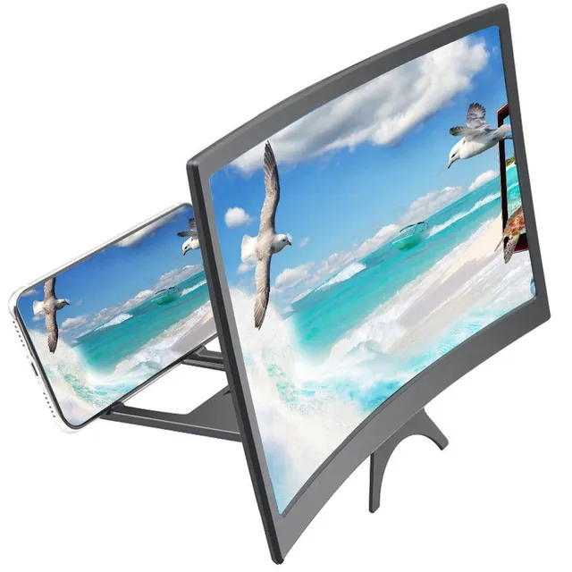 Foldable curved magnifier for mobile display magnification