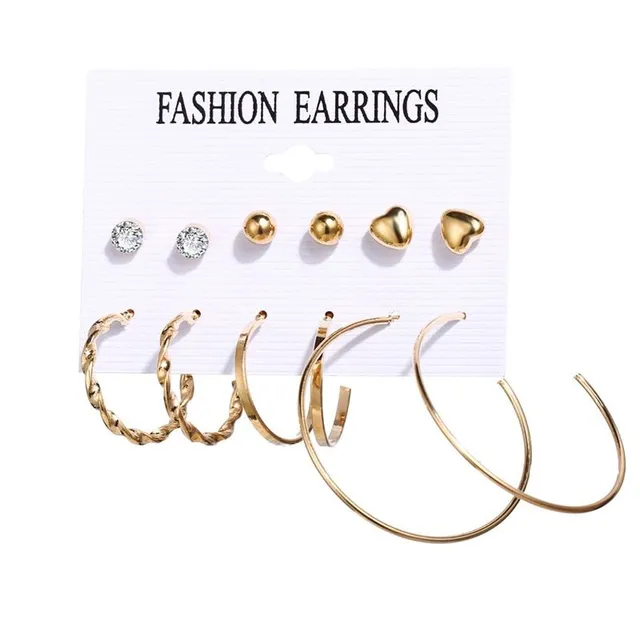 Luxury original set of modern trendy earrings in different shapes and sizes Newman