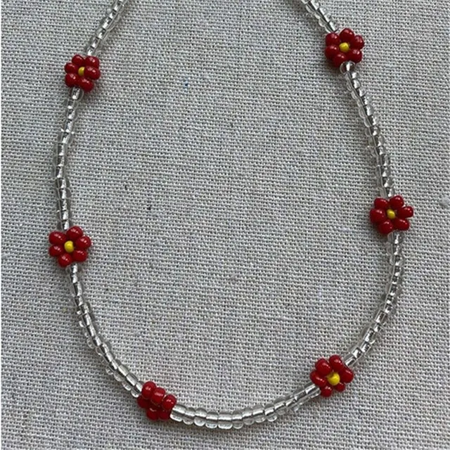 Collar choker de cuentas para mujer con flores