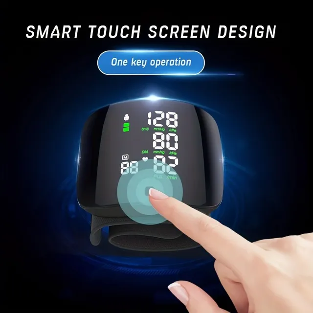 Smart pressure measuring bracelet with voice control - Automatic tonometer with LCD display and heart rate measurement
