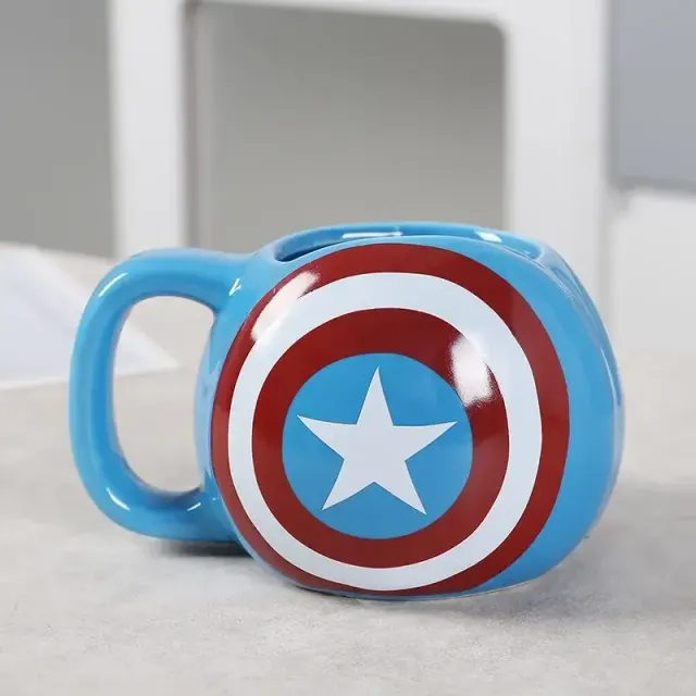 Cup in the shape of a comic book superhero