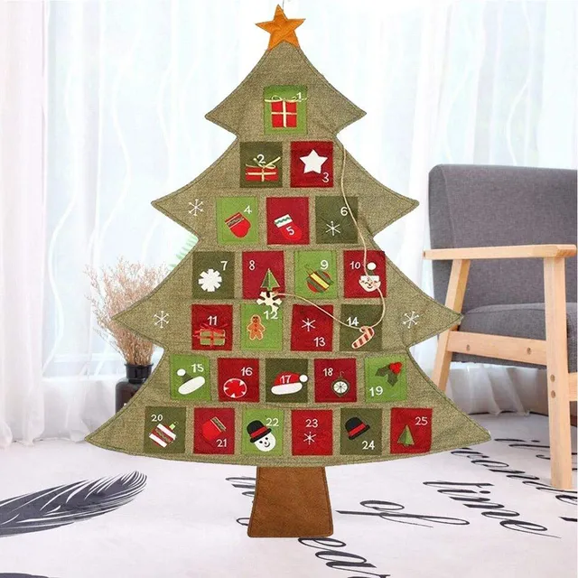 Fal Advent naptár - Karácsonyfa zsebekkel