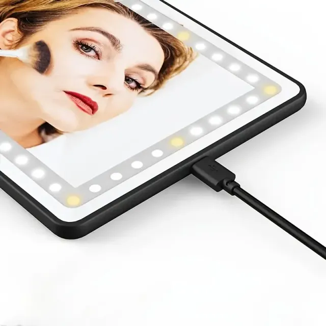 Car makeup mirror, intelligent touch light with 3 colours Long press adjust the brightness of the light and help your makeup while parking on the way