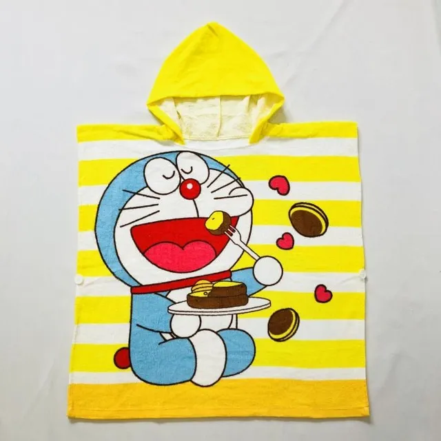 Children's beach towel with cartoon character prints and hood