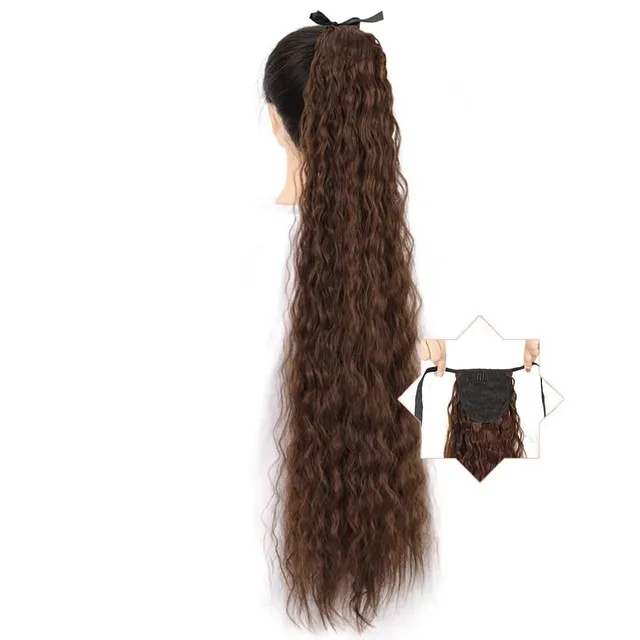 Long synthetic hair with a drawstring for fastening the ponytail - various variations