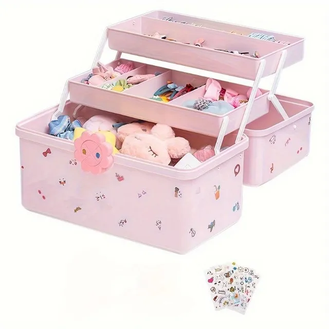 Large capacity multi-functional storage box for hair clips and rubber bands