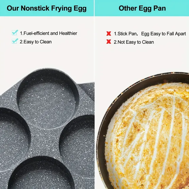 Pan for 4 eggs, 4 sections, stone non-sticky surface, gas and induction stove