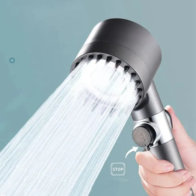 Trojrežimová sprchová hlavica s nastaviteľným vysokým tlakom, šetrením vody, tlačidlom na zastavenie vody a masážnou sprchovou hlavicou