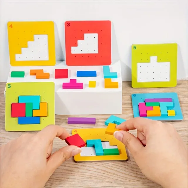 Geometric jigsaw puzzle - educational table game for fast fighting and interaction