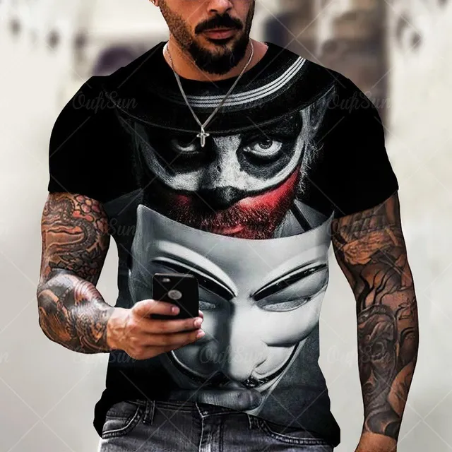 Tricou bărbătesc cu mânecă scurtă și imprimeu - Joker