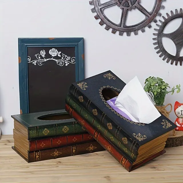 1pc Cartons Na Ubrousky In Shape Books, lid Cartons Na Ubrousky, Tray Na Ubrousky, Holder Na Utrousky In Retro Design, Box For Storing Upholstery Do Bathroom Living Room Bedroom, Apartment Decoration, Accessories to the bathroom