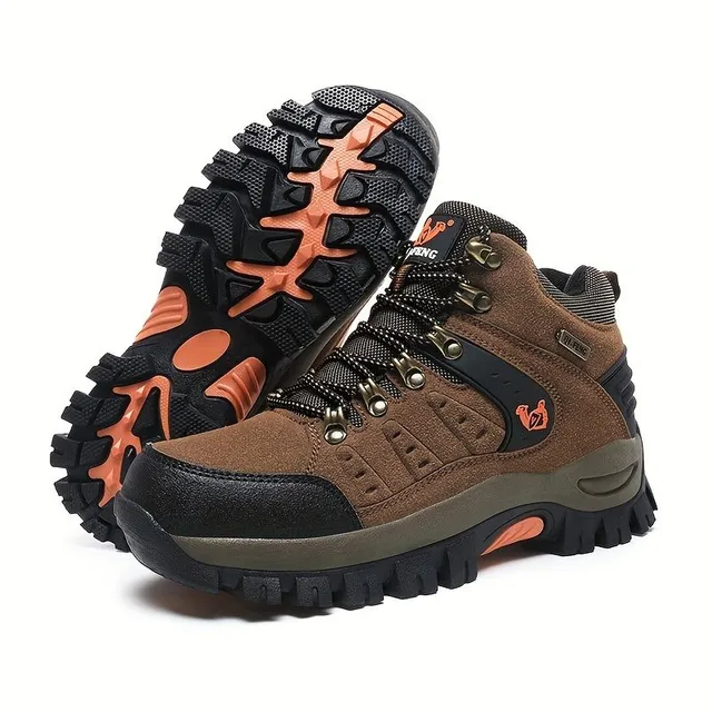 Men's fashionable and durable trekking shoes with laces, comfortable shoes with anti-slip sole for men's outdoor activities