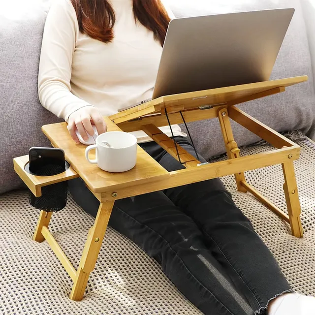 Portable adjustable table from bamboo to wedge