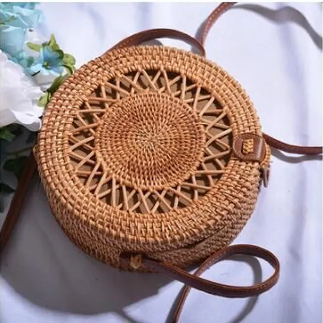 Rattan round handbag