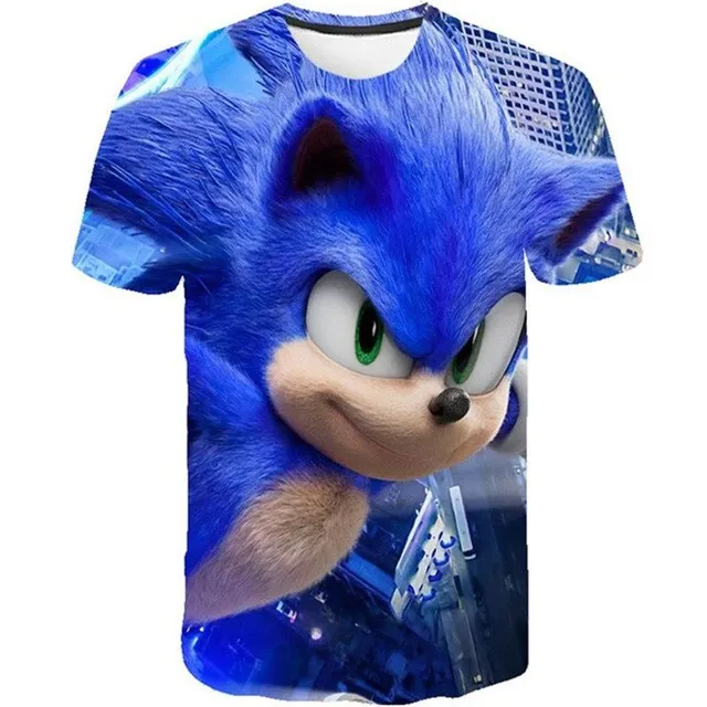 Tricou cool pentru băieți cu mâneci scurte și imprimeu Sonic