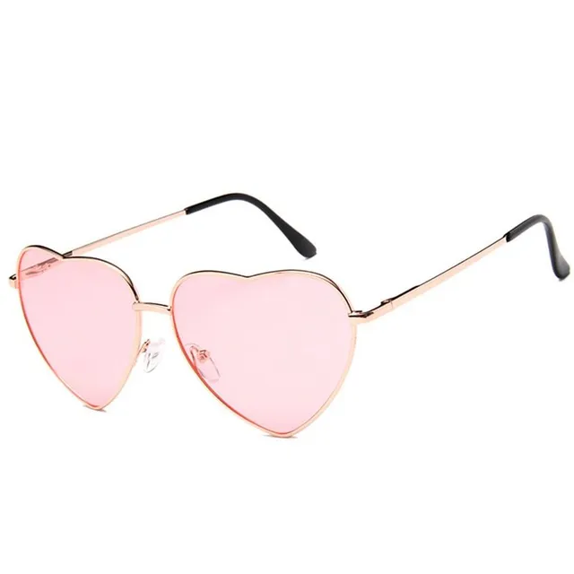 Letnie stylowe oryginalne okulary przeciwsłoneczne w kształcie serca Gold Pink