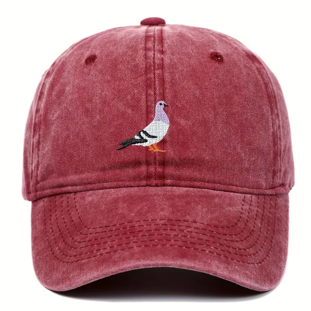 Worked pigeon retro cap - adjustable baseball cap made of denim