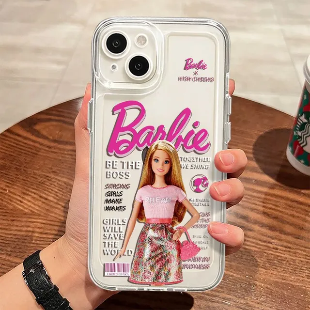 Dizajnové priehľadné ochranné puzdro pre mobilný telefón iPhone s cool motívom Barbie