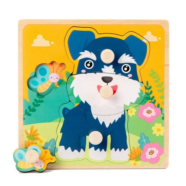 Children's wooden educational puzzle with animals