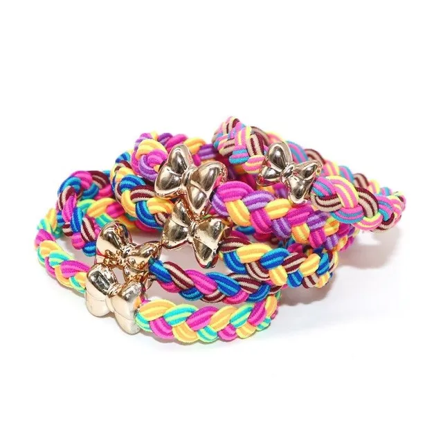 Colored hair rubber bands with bow 10 pcs