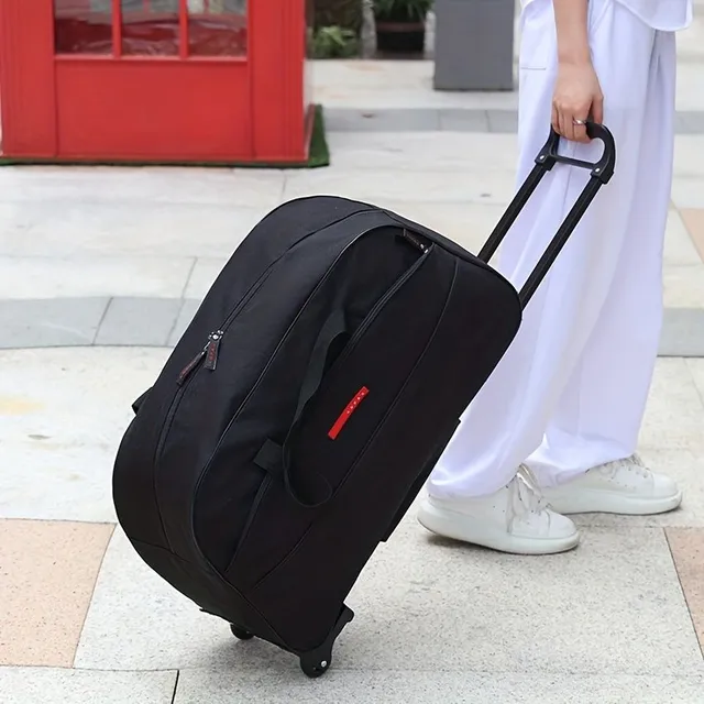 Foldable travel bag with lever - Large capacity, monochrome