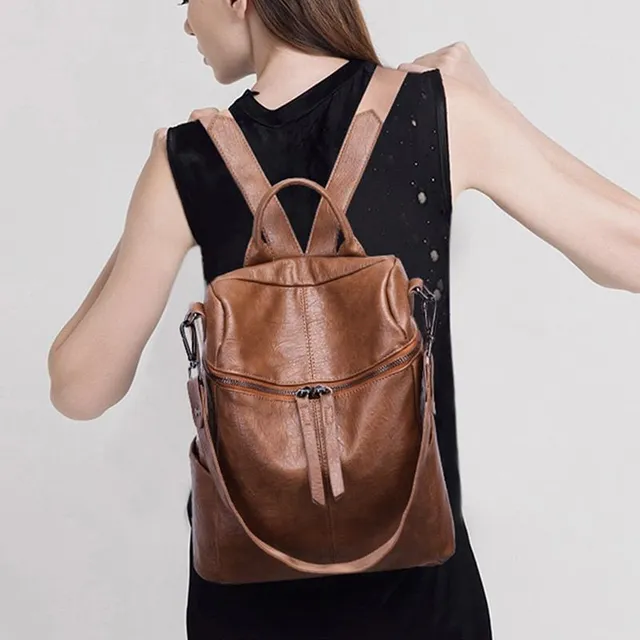 Women's soft PU leather backpack