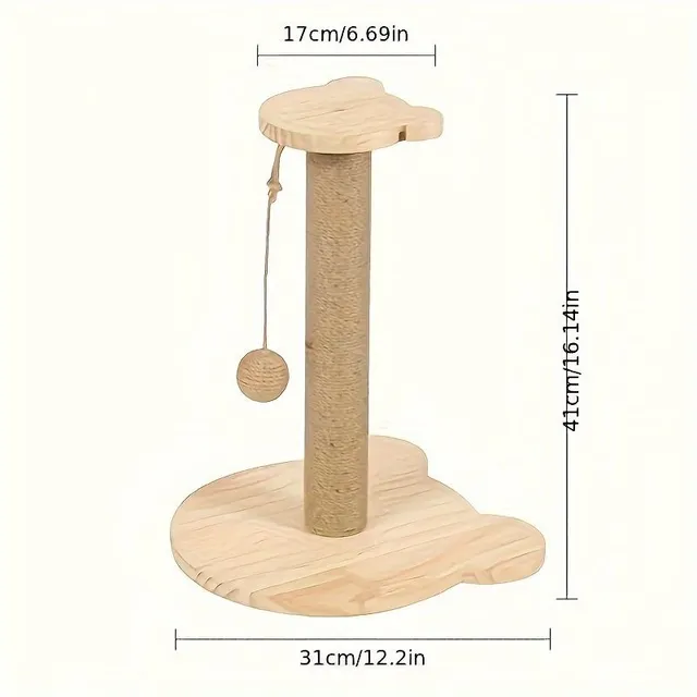 Stâlp de zgâriat din sisal pentru pisici cu cadru din lemn