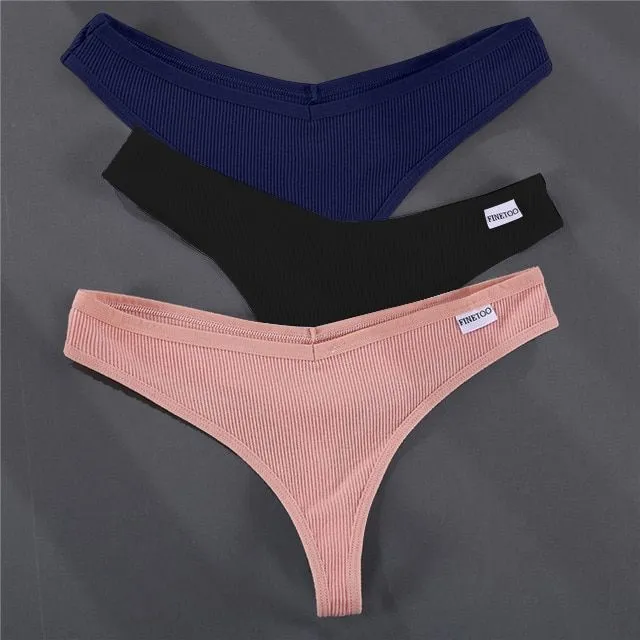 Quality cotton thong set 3 pieces