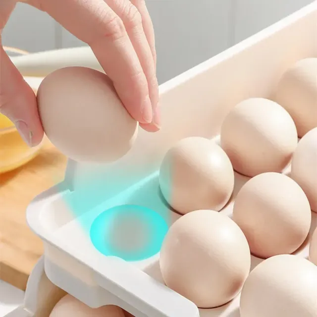 Organization box for eggs in the fridge with possibility of stacking