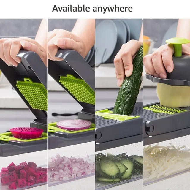 Multifunctional vegetable cleaver - 14 in 1 with stainless steel knives and container