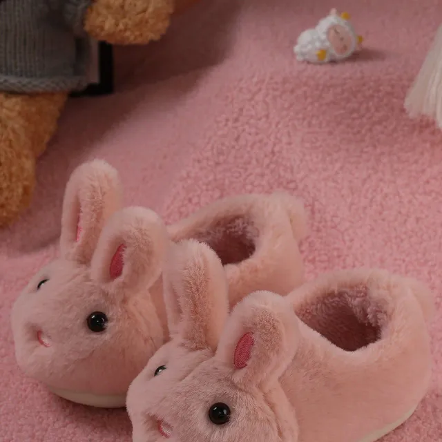 Cute baby slippers with bunny ears - winter homemade shoes to keep warm