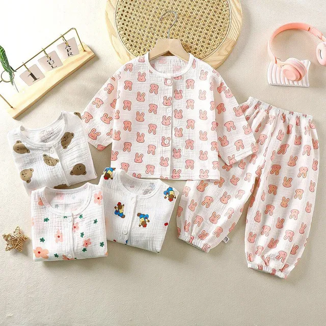 Kids set of cute classic pajamas with printing - more variants