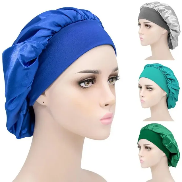 Special satin cap for sleeping against tangled long hair and hair extensions - more colors