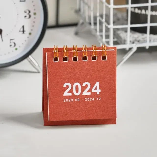 Mini kalendarz stołowy na 2024 rok w jednym kolorze - planista dzienn