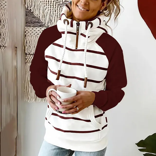 Women's striped hoodie with hood