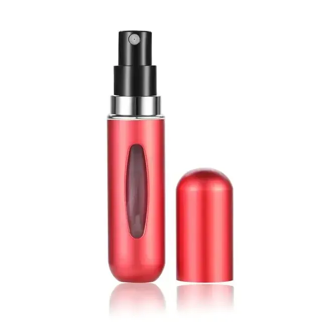 Practical portable mini bottle for perfume - indicator of quantity inside, more color variants