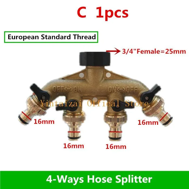 1PC 3/4" four-way plastic garden hose distributor type Y for outdoor taps and taps