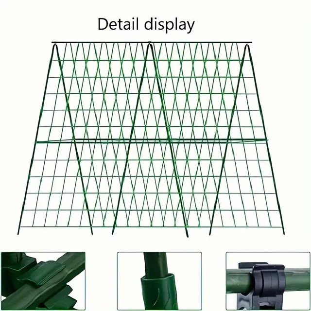 Plastic grating for climbing plants for raised beds - Detachable construction with mesh and clips