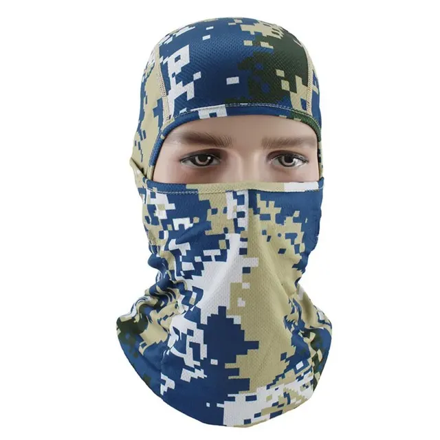 Unisex kamuflážní lyžařská maska s kapucí a plným krytím obličeje - pro muže a ženy
