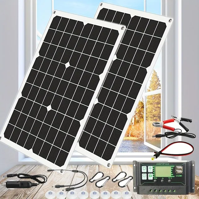 Complete Solar Panel Power - Auto Charger, Jachty, RV, Lode, Domov a Kemping © Dual USB a voľný regulátor