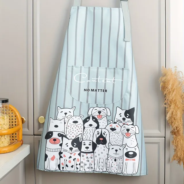 Happy kitchen apron with cartoon puppy - made of durable polyester