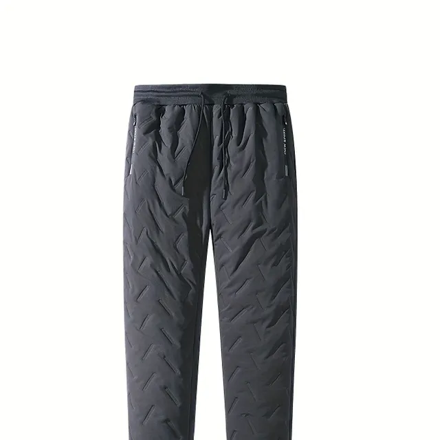 Men's winter insulated trousers with fleece for outdoor sports, camping and hiking