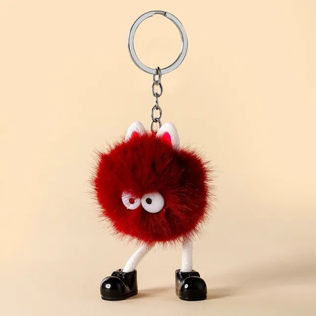 Cartoon Animal Pom Pom Keychain Cute Ply Doll Pendant On Keys Wallet Bag